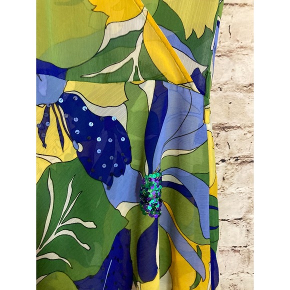 Ochirly Midi Dress Womens Medium Colorful Retro Florals Midi Flowy Sequins - Picture 5 of 13